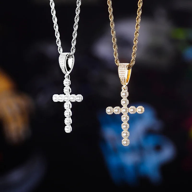 Retro Africa USA Jesus Crystal Cross Pendant Hardness Micro Setting Creative Personal Youthful Chopper Cross Pendant