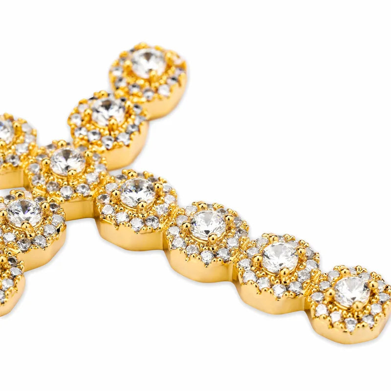 Retro Africa USA Jesus Crystal Cross Pendant Hardness Micro Setting Creative Personal Youthful Chopper Cross Pendant