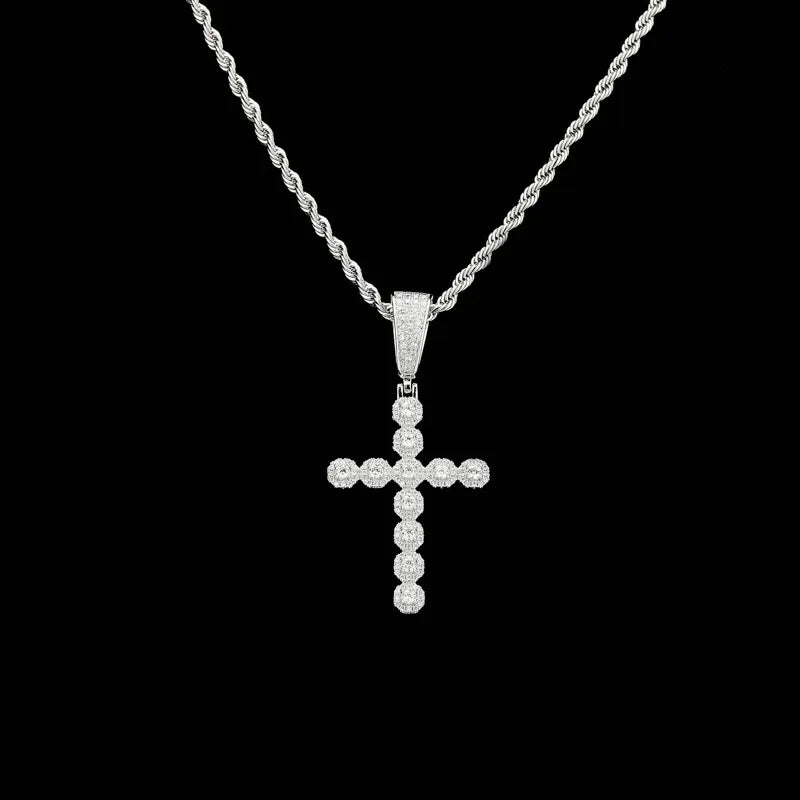 Retro Africa USA Jesus Crystal Cross Pendant Hardness Micro Setting Creative Personal Youthful Chopper Cross Pendant