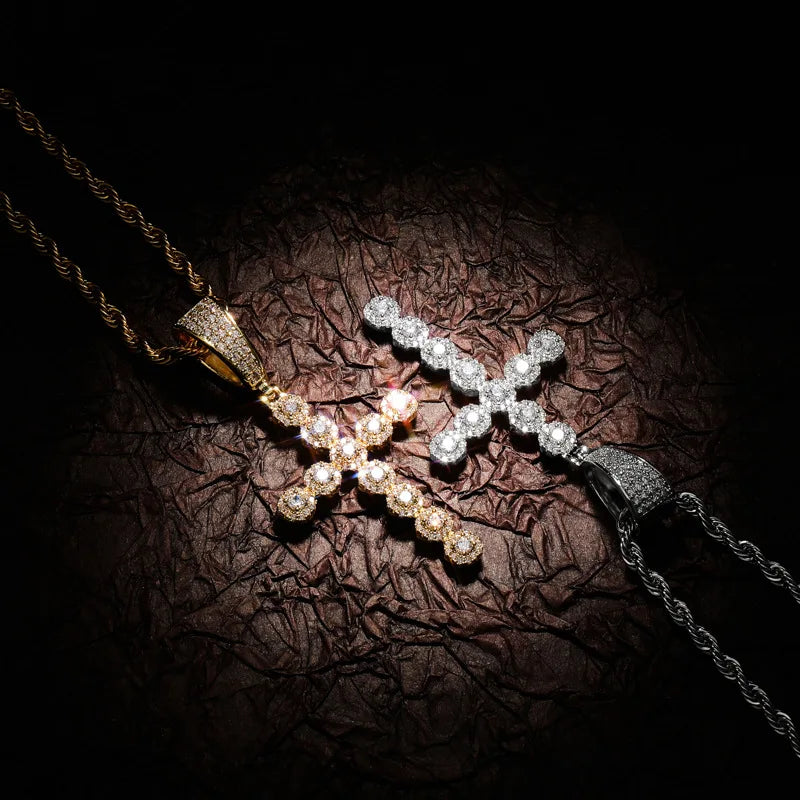 Retro Africa USA Jesus Crystal Cross Pendant Hardness Micro Setting Creative Personal Youthful Chopper Cross Pendant