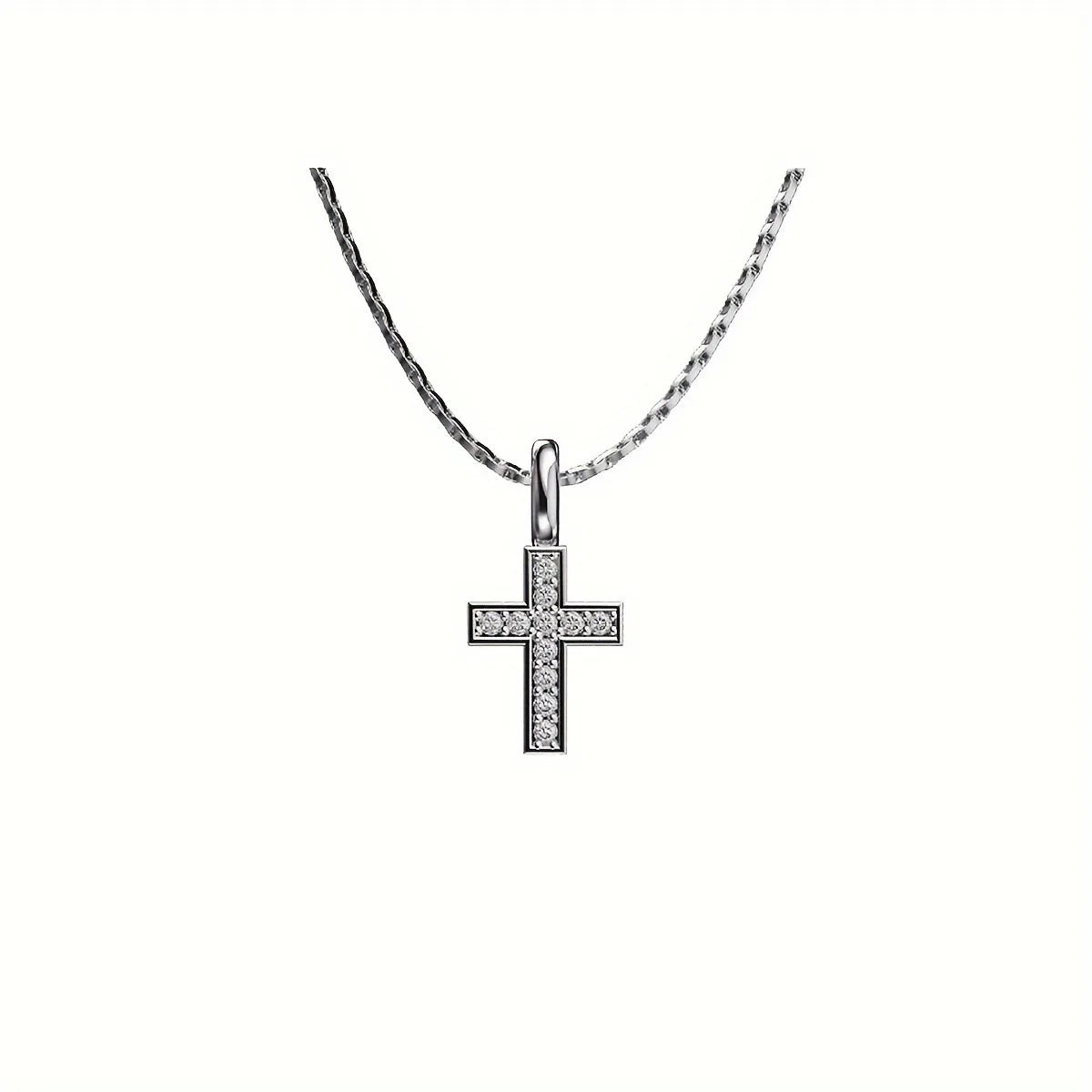 Mini Cross Necklace for Men Boys,Waterproof Full Zircon Cross Pendant Necklace,Hip Hop Rap Cool Collar Gift